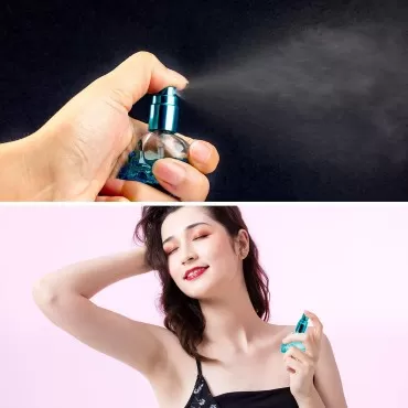 ICYANG Glass Spray Perfume Bottle, 8ml Mini Skull Spray Bottle for Hair Water Continuous Spray Bottles, Travel Applicator Unique Empty Bottles, Refillable Perfume Atomizer Vials, Random Color 7pcs
