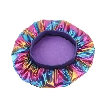 mossty Women Nightcap Elastic Band Sleeping Hat Baggy Bonnet Curly Natural Hair Headwear Hair Loss Cap Purple