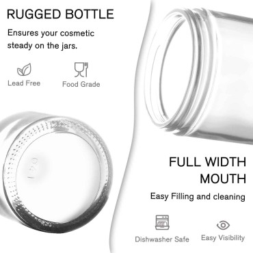 2 oz Round Clear Glass Jars, Bumobum 70 pack Cream...