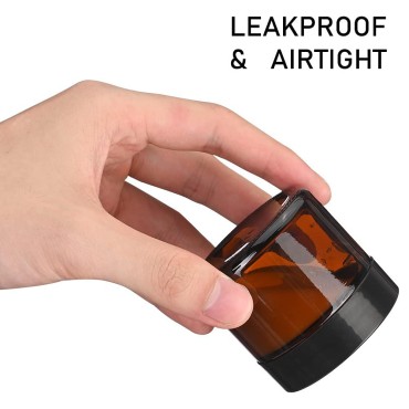 2 oz Round Amber Glass Jars, Bumobum 48 pack Cream...