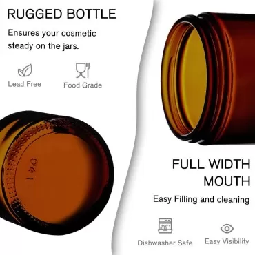 2 oz Amber Glass Jars with Lids, Bumobum 3 pack Sm...