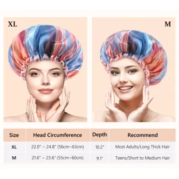mikimini Large Shower Cap for Women, Oversized Waterproof Shower Cap, Reusable, Washable, Pink Fashionable Shower Cap X-Large Pack of 1 Pink River