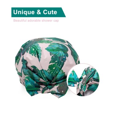 Auban Shower Cap Reusable,Ribbon Bow Bath Cap Larg...