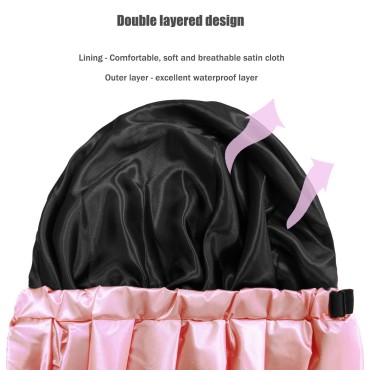 Amamba Shower Cap,100% Real Satin Lined Shower Cap...