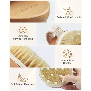 Dry Brushing Body Brush, POPCHOSE Exfoliating Body...