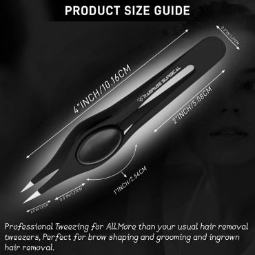 Professional Eyebrow Tweezers Pointed Tip Stainless Steel 2,3xPcs Set, Non-Slip Grip Point Tip Tweezers for Facial Hair, Plucking Removing Ingrown Hairs, Tweezer for Women Men