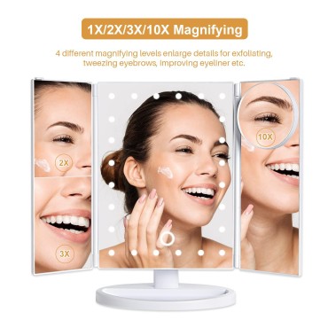 bemelux Tri-fold Vanity Mirror Light with 10x Magn...