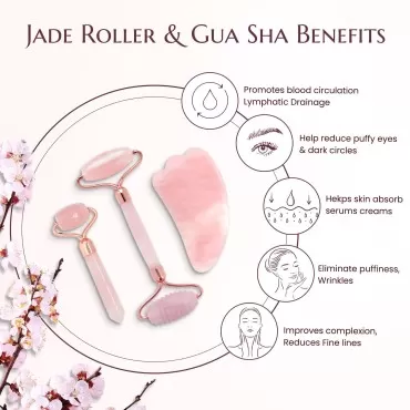 Rose Quartz Face Roller with Gua Sha and Jade Eye ...