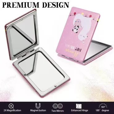 HBTD-SZ Compact Mirror 2 Pack Portable Mirror 1X/2X Magnifying Rectangle Metal Pocket Makeup Mirror (Cartoon Sheep)