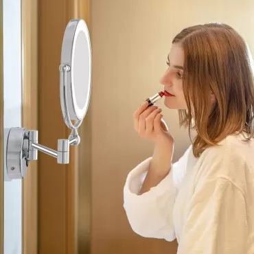 GURUN 8.5 Inch LED Lighted Wall Mount Makeup Mirrors with 7X Magnification,Chrome M1805D(8.5in, 7X)