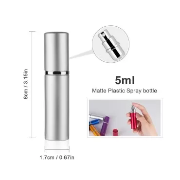 DE 6pcs 5ml Portable Mini Refillable Perfume Scent Aftershave Atomizer Empty Spray Bottle with 2 Funnel Filler for Travel Purse