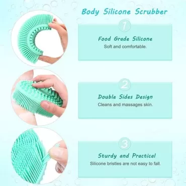 GBSTORE 1 Pcs green Exfoliating Silicone Shower Body brush, Easy to Clean, Lathers Well, Eco Friendly, Long Lasting, And More Hygienic Than Traditional Loofah