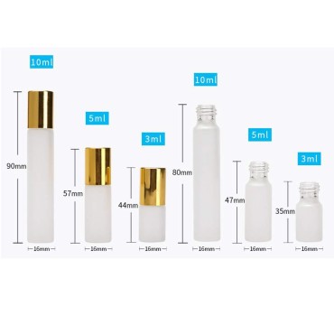 12Pcs 3ml Refillable Empty Frosted Glass Roller Bo...