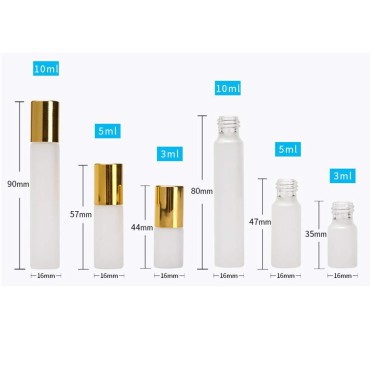 12Pcs 10ml Refillable Empty Frosted Glass Roller B...