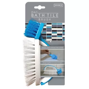 Evriholder Double Scrub Bath Tile Brush, White/Blu...