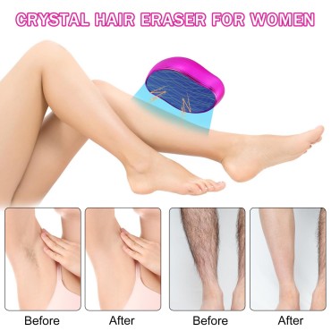 Crystal Hair Eraser for Women, Painless Remover, Removal Device Shaving Stone, Quick and Easy Back Legs Arms, Reusable Washable Crystal Hair Eraser