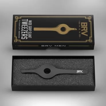 BRV MEN Wide Grip Slant Tweezers - Titanium Coated...