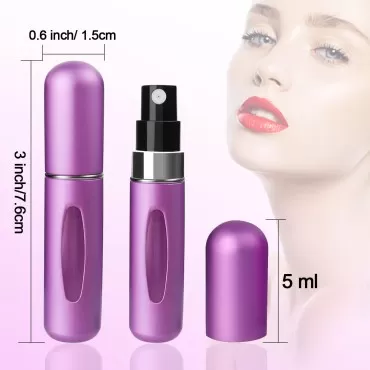 Fzbjayoon Portable Perfume Travel Refillable Bottle, Travel Size Cologne Atomizer Dispenser, Pocket Purse Perfume On The Go Container, Spray Bottles For Traveling 5ml (6 Pack)…