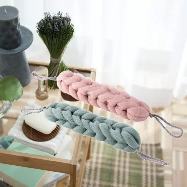 Frcolor 2 Pcs Exfoliating Bath Loofah Sponge Stretch Mesh Shower Pouf Back Scrubber Slings Long Strips with Handle