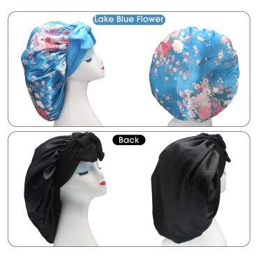 Hanbertti 2 Pack Silk Satin Hair Bonnet Sleeping H...