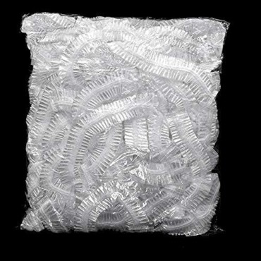 100 Pcs Disposable Plastic Shower Caps Clear Elast...