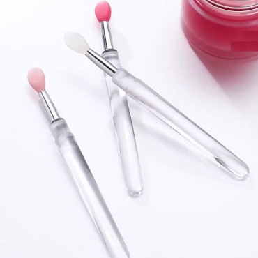 6Pcs Professional Silicone Lip Brushes with Lid Pl...