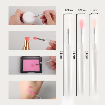6Pcs Professional Silicone Lip Brushes with Lid Plastic Handle Lipstick Lip Gloss Makeup Silicone Brush Cosmetic Applicator Beauty Tool for Applying Lipstick Cream or Eye Shadow, 110MM