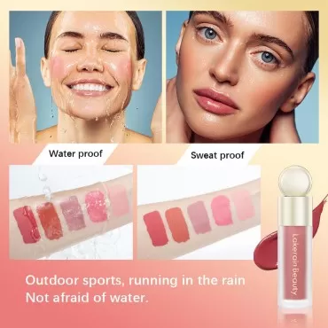 Liquid Blush, Natural Matte Finish Looking, Dewy Cheek Tint Cream Blush for Cheeks, Soft Cream Face Blush, Moisturizing Lightweight Blendable Feel(Orange Red 04)