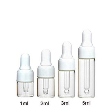 50Pcs 5ML Refillable Clear Glass Essential Oil Bottles Eye Dropper Vials Perfume Cosmetic Liquid Aromatherapy Lotion Sample Storage Containers Jars with Eye Dropper Dispenser, White Screw Cap