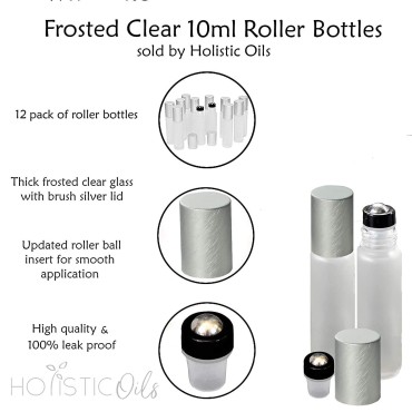 10ml Frosted Clear Essential Oil Roller Bottle, Le...