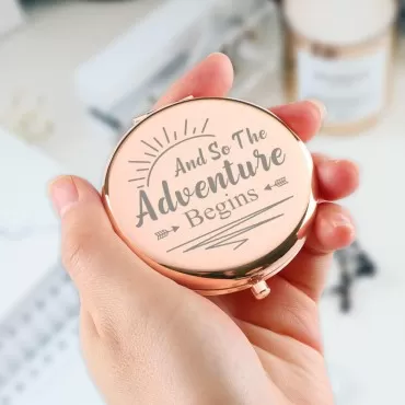 Going Away Gift for Coworker Funny Compact Travel Makeup Mirror Rose Gold New Job Graduation Wedding Farewell Retirement Office Gifts for Women Coworker Boss Bride Sisters Daughter Her