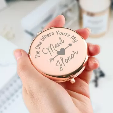 Dyukonirty Maid of Honor Gifts The One Where You're My Maid of Honor Travel Makeup Mirror Rose Gold Maid of Honor Gifts from The Bride Bridesmaid Proposal Bridal Party Gifts