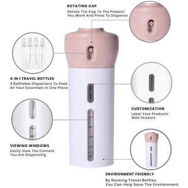 2 Pack Travel Dispenser, CHIVENIDO 4 in 1 Lotion S...
