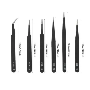 6PCS Precision Anti-static Tweezers Set, Pointed T...