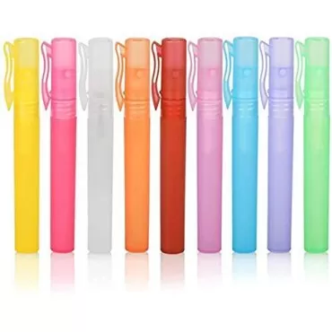USRommaner 10ml Pen Clip Fine Mist,10 Pcs Plastic Frosted Atomizer Vials Empty Portable Refillable Pump Spray Bottle Perfume hand Sample Tube Travel Makeup Container (Green)