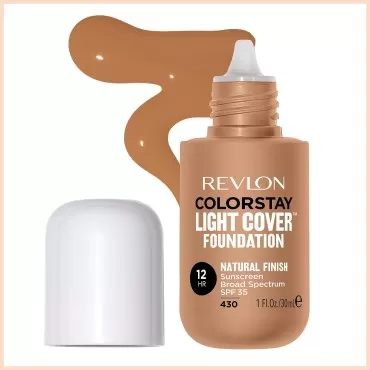 Revlon ColorStay Light Cover Liquid Foundation, Hydrating Longwear Weightless Makeup with SPF 35, Light-Medium Coverage for Blemish, Dark Spots & Uneven Skin Texture, 430 Honey Beige, 1 fl. oz.