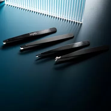 Tweezers Set, 4 Professional Stainless Steel Tweezers for Eyebrows