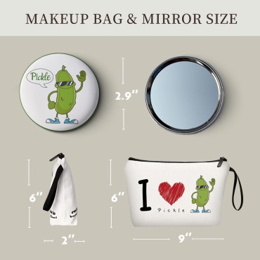 Friend Gifts for Women,Pickle Gifts,Sister Birthday Gift Ideas,Birthday Gifts for Friends Female,Makeup Bag with Compact Mirror,Quirky Gifts,Cute Gifts,Small Gifts,Friends Gifts,Funny Christmas Gifts
