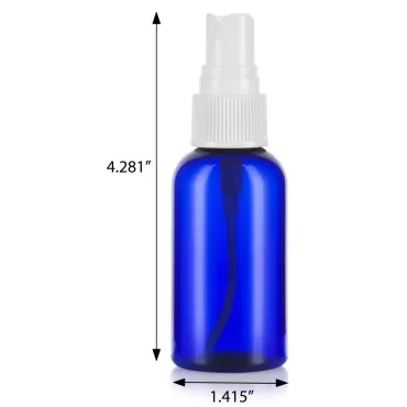JUVITUS 2 oz Cobalt Blue Boston Round PET Bottles with White Fine Mist Spray (12 Pack)