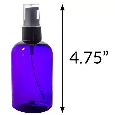 JUVITUS 4 oz Purple Boston Round Plastic Bottles with Black Treatment Pump (12 pack)