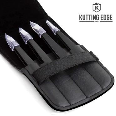 Kutting Edge Eyebrow Tweezers Set of 4 Pcs Professional Stainless Steel Black Coated, Precision tweezers Slanted & Pointed Tip eyebrow tweezers for Ingrown Hair tweezers with leather pouch