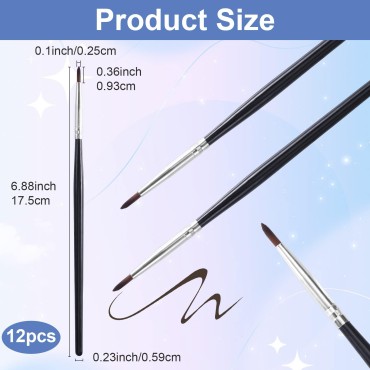PAGOW 12Pcs Eyeliner Brush, Ultra Soft Eyeliner Brushes Fine Point, Thin Eyeliner Brush Makeup Eye Tools for Accurately Apply Cover Acne, Dark Circles, Nasal Shadow