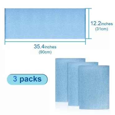 Exfoliating Washcloth, 3pcs Exfoliating Body Scrubber Sponge, Nylon Bath Wash Towel, African Net Sponge, African Wash Net for Daily Body Care (Blue)