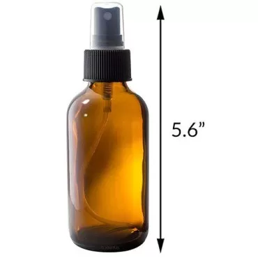 JUVITUS 4 oz Amber Glass Bottle with Fine Mist Black Spray (2 Pack) + Clear Travel Bag and a Funnel