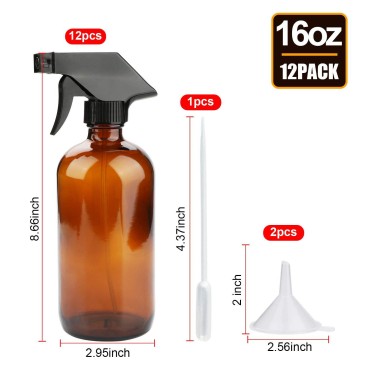 16oz Amber Glass Spray Bottles?Adjustable Sprayers...