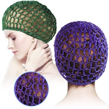 CACASO 5Pcs Mesh Hair Net,Crocheted Thick Short Ha...