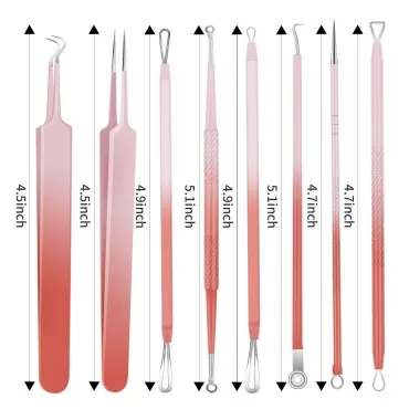 Fluco Blackhead Remover Pimple Popper Tool Kit, 8pcs Blackhead Comedone Extractor Tool for Nose Face, Blemish Whitehead Extraction Popping with Leather Bag (Pink)