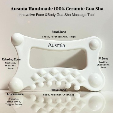 Ausmia Ceramic Gua Sha Massage Tool, Guasha Facial...