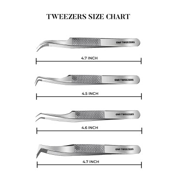 GMI Lash Tweezers - Pack of 4 Fiber Tip Eyelash Tw...
