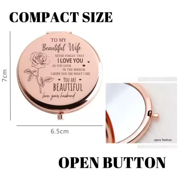 LOGMOR Wife Gifts from Husband, Elegant Mini Compact Mirror for Wife, to My Wife Fun Gifts for Women Birthday Gifts Idea for Her Mothers Day Valentine's Day